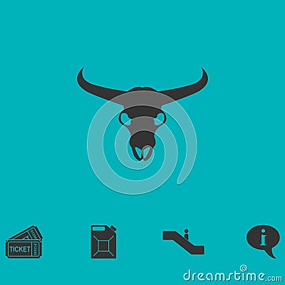 Bull skull icon flat Vector Illustration