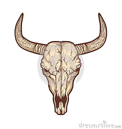 Bull skull native Americans tribal style. Tattoo blackwork. Vector illustration Vector Illustration