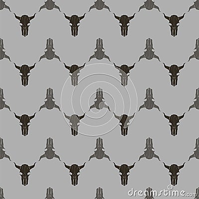 Bull Skull Silhouette Seamless Pattern Stock Photo