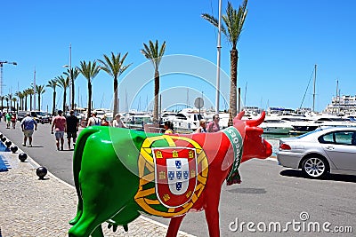 Painted bull statue, Vilamoura. Editorial Stock Photo