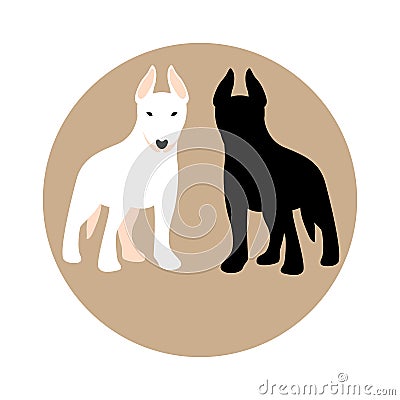 Bull Terrier puppy vector illustration style Flat set black Vector Illustration