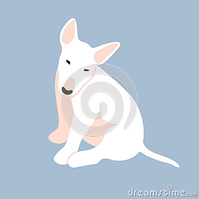 Bull Terrier puppy vector illustration style Flat Vector Illustration