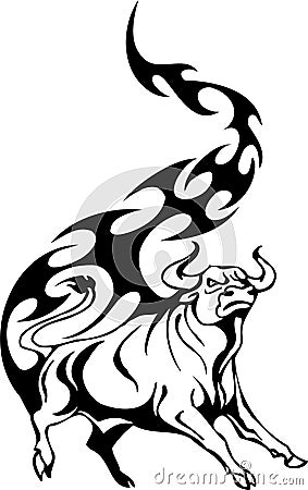 Bull in tribal style - image. Stock Photo