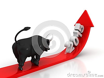 Bull up the market graph arrow 2015 Stock Photo