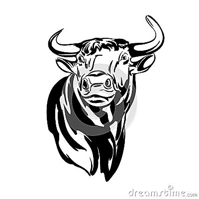 Bull vector llustration realistic sketch Vector Illustration