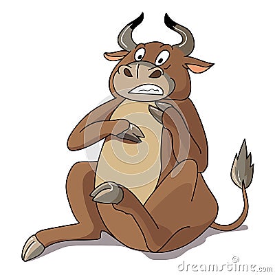 The bull is very scared, illustration Vector Illustration