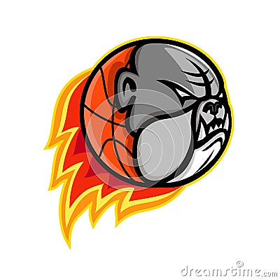 Bulldog Blazing Basketball Mascot Vector Illustration