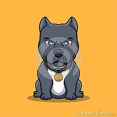 Bulldog Crypto Creative Cartoon Logo Vector Illustration