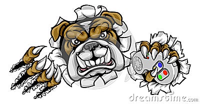 Bulldog sports Gamer Mascot Vector Illustration