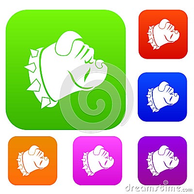 Bulldog dog set collection Vector Illustration