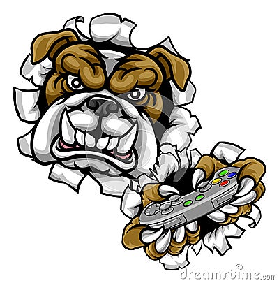 Bulldog Esports Gamer Mascot Vector Illustration