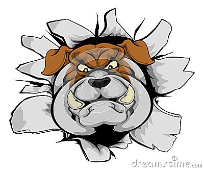 Bulldog mascot smashing out Vector Illustration