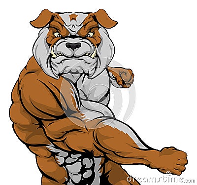 Bulldog Punching Vector Illustration