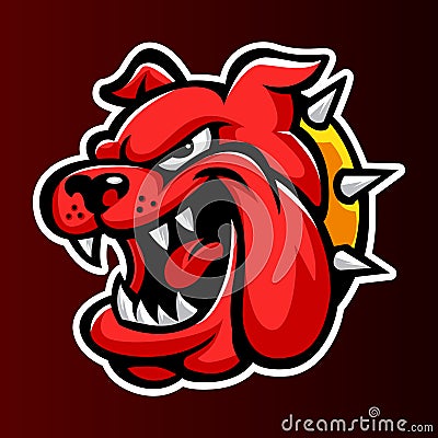 Bulldog red Annimal head logo mascot icon vector Vector Illustration