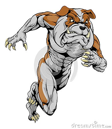 Bulldog sports mascot running Vector Illustration