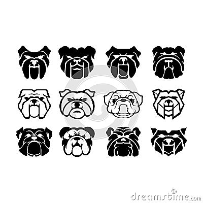 Bulldog wild animal head ,pet care dog Vector Illustration