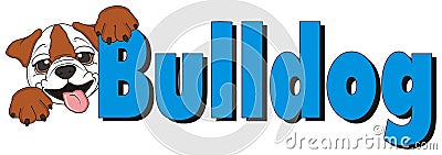 Bulldog with word bulldog Stock Photo