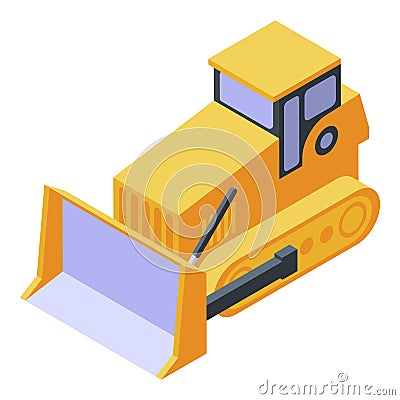 Bulldozer cawler machine icon, isometric style Vector Illustration