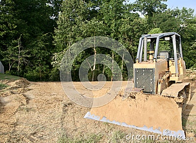 Bulldozer on a Construction Site Stock Photo