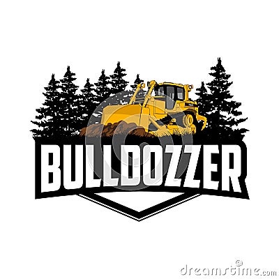 Bulldozer emblem logo Vector Illustration