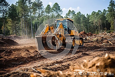 Bulldozer heavy industrial machine machinery dig hydraulic vehicle excavate shovel construction Stock Photo