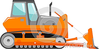 Bulldozer Icon in Flat Style. Vector Illustration Vector Illustration