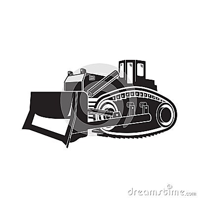 Bulldozer illustration isolated on white Vector Illustration