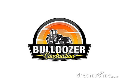 Bulldozer logo template vector. Heavy equipment logo vector for construction company. Creative excavator illustration for logo Vector Illustration