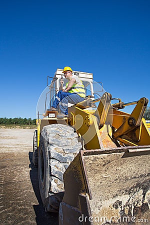 Bulldozer operator Stock Photo