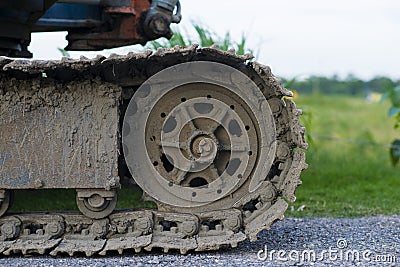 Bulldozer tracks Stock Photo