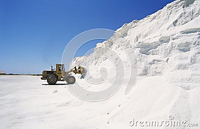 Bulldozer Truck Loading Salt Stock Photo