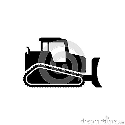 bulldozer vector icon illustration. silhouette of Bulldozer in flat design Vector Illustration