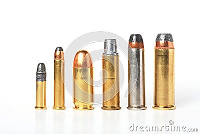 Bullet- ammo size compare. Stock Photo