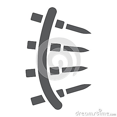 Bullet belt glyph icon, army and military, machine gun belt sign, vector graphics, a solid pattern on a white background Vector Illustration