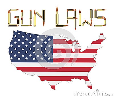 Bullet gun control laws with america flag Vector Illustration