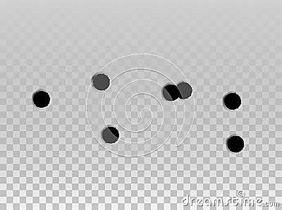 Bullet hole drip mark shoot. Shot impact gun, bullet hole hunshot vector stain on transparent. Vector Illustration