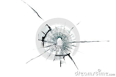 Bullet hole in glass Stock Photo