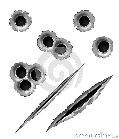 Bullet holes and scratches. Illustration Vector Illustration