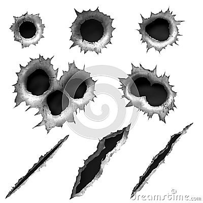 BULLET HOLES AND SLASHES Stock Photo