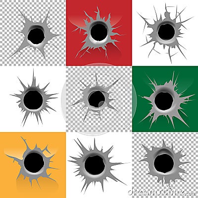 Bullet holes vector set Vector Illustration