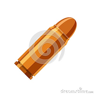 Bullet icon in flat style isolated on white background. Cartridge weapon ammo cartoon. Vector Vector Illustration