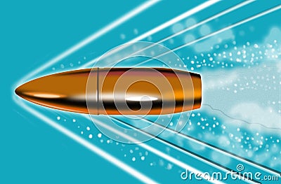 Bullet penetrating water Cartoon Illustration