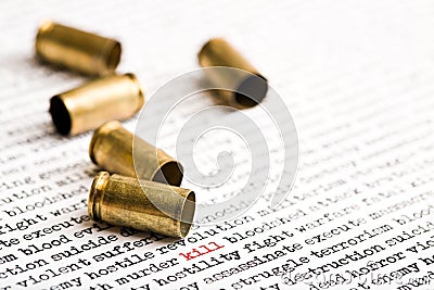 Bullet shells over violence Stock Photo