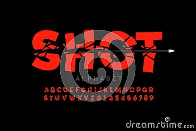 Bullet shot font Vector Illustration