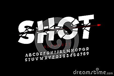 Bullet shot font Vector Illustration