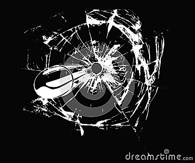 Bullet shot through glass Cartoon Illustration