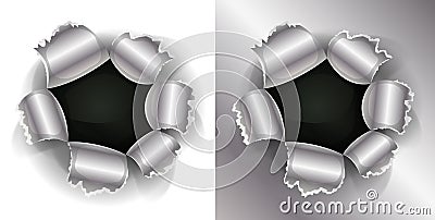 Bullet And Shotgun Hole Vector Illustration