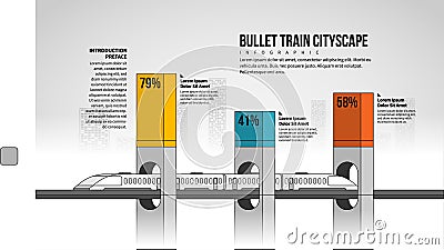 Bullet Train Cityscape Infographic Vector Illustration