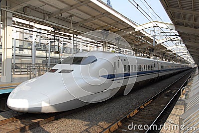 Bullet train at Kyoto station Stock Photo