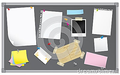 Bulletin board with stationery Vector Illustration